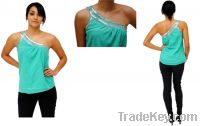 Sell Sexy Sequin Embellished One Shoulder Top Aqua