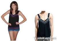 Sell Womens size Black and Purple V-neck and Thick Strap Tanktop