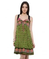 Green Layered Sun Dress with cutouts-VGS-350GN