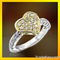 New 925 solid sterling heart silver engagement ring with CZ for lady