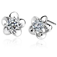 Sell fashion silver  earrings, plum flower stud earrings