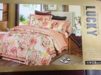 Embroidery Satin Drill 4pieces Bedding Set Good Looking bedskirt bed spread