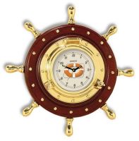 golden Ship Wheel Clock