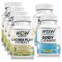 Wow Garcinia Cambogia -90 Veggie Capsules with Wow Body Cleanse Booster -60 Veggie Capsules (Pack of 6)