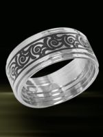 Sell titanium or steel ring with black enemal