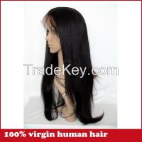 virgin brazilian hair silky straight long natural black full lace wig