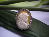 Sell hand carved real shell lady cameo ring