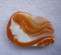 Sell hand carved agate lady face cameo