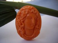 wholesale hand carved pink coral lady cameo