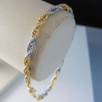 Sell NEW 18K YELLOW&WHITE GOLD SOLID GP ROPE CHAIN BRACELET