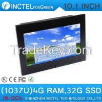 Windows based 10.1 inch 4-wire resistive touchscreen all in one computers HDMI Intel Celeron C1037U 1.8Ghz 4G RAM 32G SSD