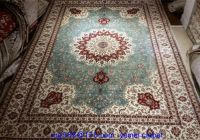 6X9 ft blue color handmade silk persian carpet for living room