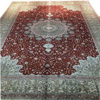 6x9 ft red color classic design handmade silk persian carpet for home