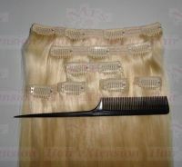 Sell women , long-straight , 100% human remy hair-clip in hair extenson