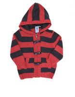 Pumpkin Patch Stripe Hooded Knit Toggle sweater