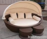 Sell FTA01 outdoor rattan furniture wicker Sun Lounger with shade