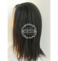 Natural 1b# black kinkystraight with baby hair  Full lace wig