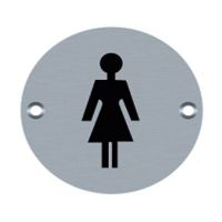 Women's restroom sign, made of stainless steel