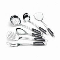 6-piece Cooking Set, Made of Stainless Steel with Plastic Hand and Han