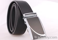 Sell men leather belt in black with automatic lock buckle dress belt