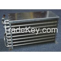 Tube fin type evaporator and condenser for refrigerator or freezer use