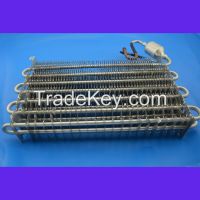 Tube fin type evaporator and condenser for refrigerator or freezer use
