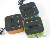 Sell usb card reader and USB HUB combo with light logo