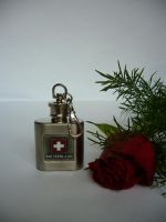 1OZ Stainless Steel Hip Flask with Zinc Alloy Sticking Badge (WS-Y22)