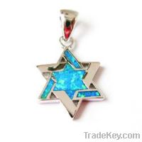 Star of David silver opal pendant