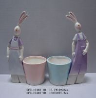 Ceramic easter rabbit with pot