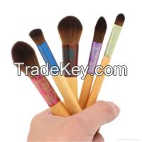 Sell Portable Colorful Five Brush Set Bamboo Handle Short Makeup Brush