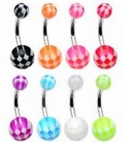 Sell body jewelry checker acrylic balls  belly ring