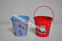 Xmas Garden Tin Bucket, Flower Tin Pot, kids toy tin bucket