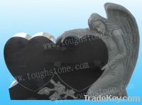 Tombstone, Headstone, Monuments with Double Heart&Angel Carving Design
