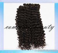 Sell kinky curly hair weft 100% remy indian hair weft