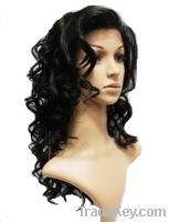 Sell big curly wave peruvian lace front wigs 100% human hair wig