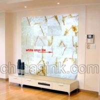 white onyx tile tv wall project 15