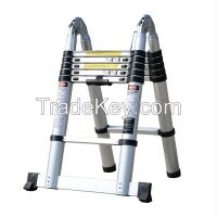 multifunctional telescopic aluminum ladders 1.9m+1.9m straight height 3.8m 12.5feet maximum load 150kgs