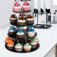4-tirer Stacked cupcake Tower Acrylic Cake Stand, Acrylic Food & Snack Display With 4 Layers China Manufacturer