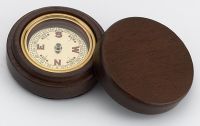 Brass Compass W/Wooden Box Paper Weight