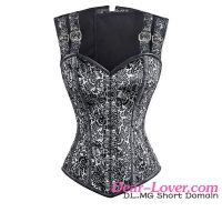 Dear-lover 12 Steel Bone Double Buckle Straps Lace Up Corset Silver