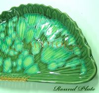 Sell Ceramic Products - SEMI-CIRCLE PLATE - Plam Leaf w/Rattan