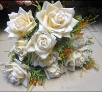 Sell artificial cream rose flowers for wedding decoration