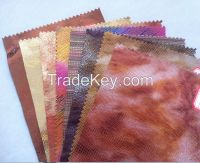 Sell PU synthetic leather with film design for shoes and bags