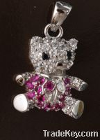 Sell Sterling silver micro paved bear pendant
