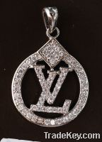 Sell Sterling silver micro paved LV pendant
