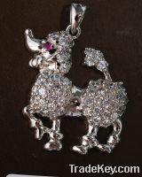 Sell Sterling silver micro paved dog pendant