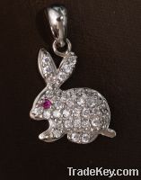 Sell Sterling silver micro paved rabbit pendant