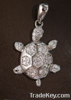 Sell Sterling silver micro paved turtle pendant