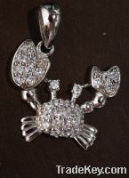 Sell Sterling silver micro paved crab pendant